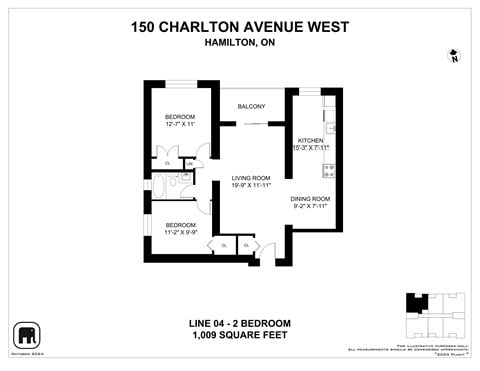 Floor plan for 1 bed, 1 bath, 725 sqft
